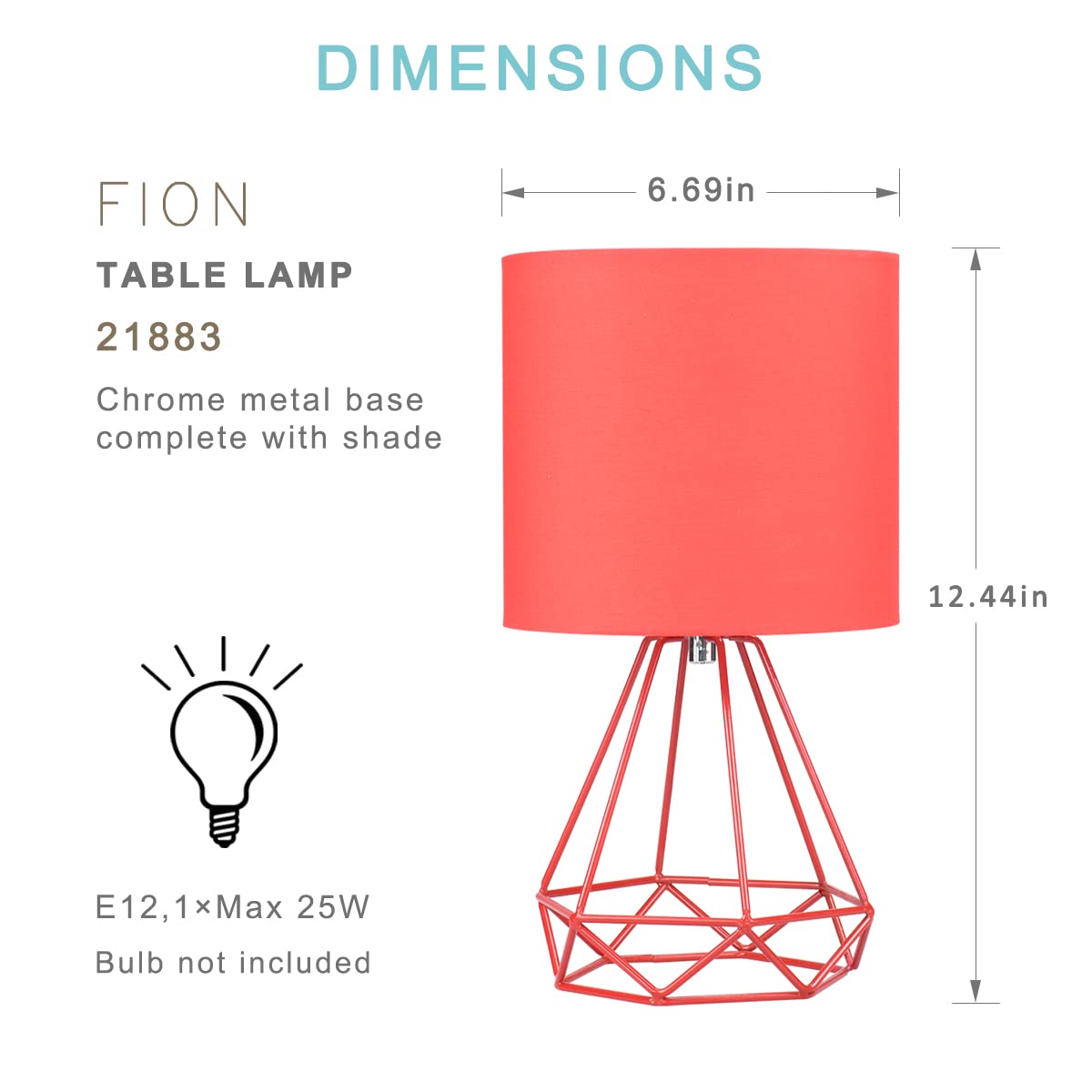 Lampwell Sim Small Table Lamp For Living Room As Bedside Table Lamp For Bedroom,Modern Table Lamp,Kids Table Lamp,Night Table Lamp,Φ6.69×H12.44In,Bulb Excluded,Red Table Lamp