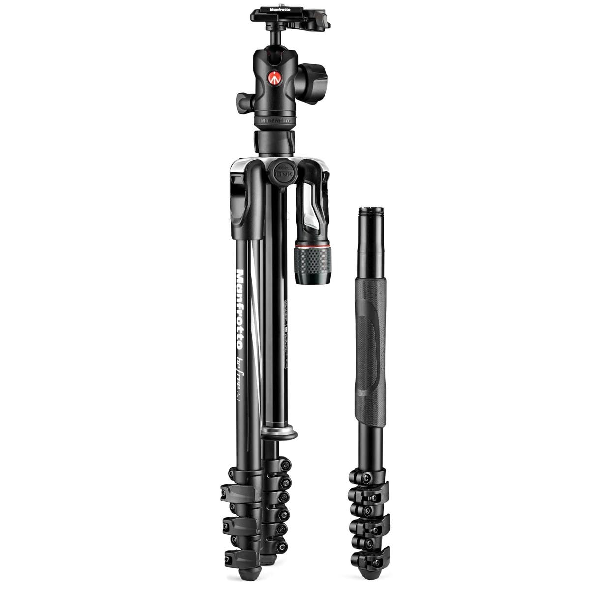 Manfrotto Be 2N1 4-Section Aluminum Tripod/Monopod With 494 Ball Head, Black