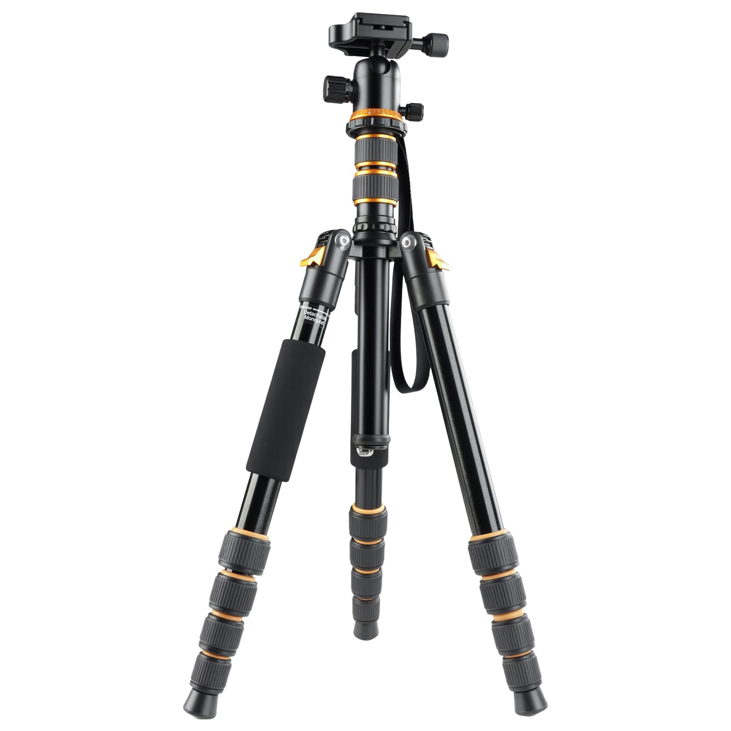 Minicor Tripod For Camera, 63" Aluminum Tripod For Dslr Camera With Ball Head And Quick Release Plate And Bag, Detachable Monopod For Camcorder, Load Up To 8Kg/17.63Lbs,Gold