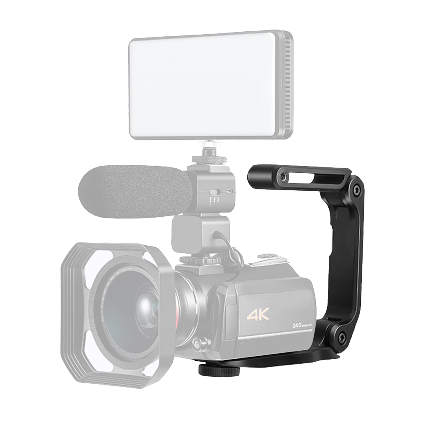 Fydun Video Action Stabilizing Handle Grip Handheld Stabilizer U Grip For Dslr Camera, Black, 1/4-20 Connector, Compatible With Dslr, Digital Video Camera