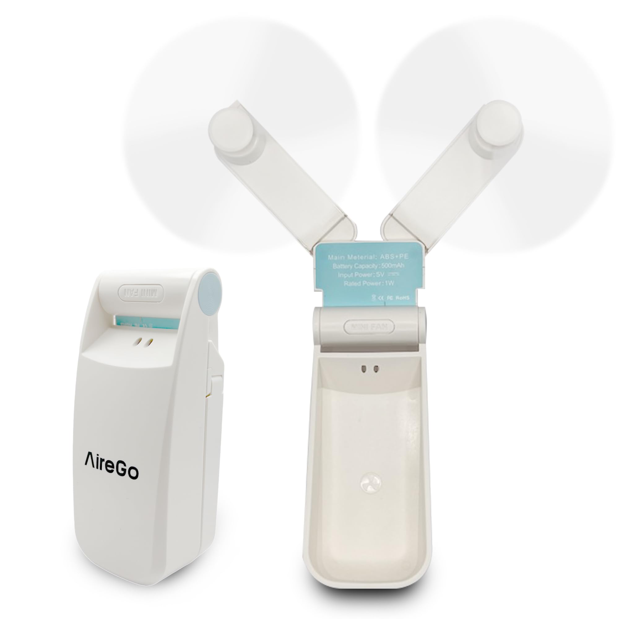 Portable Mini Handheld Fan, Foldable, Usb Rechargable Battery, Two Wind Speeds, Travel, Outdoors - Koospark