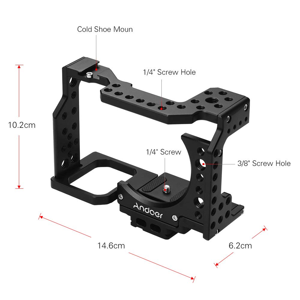 Andoer Camera Cage With Top Handle And 15Mm Rod Baseplate Kit, Video Film Movie Making Stabilizer With Cold Shoe Mount Cable Clamp Mounting Adapter For Sony A7Ii/A7Iii/A7Sii/A7M3/A7Rii/A7Riii Camera