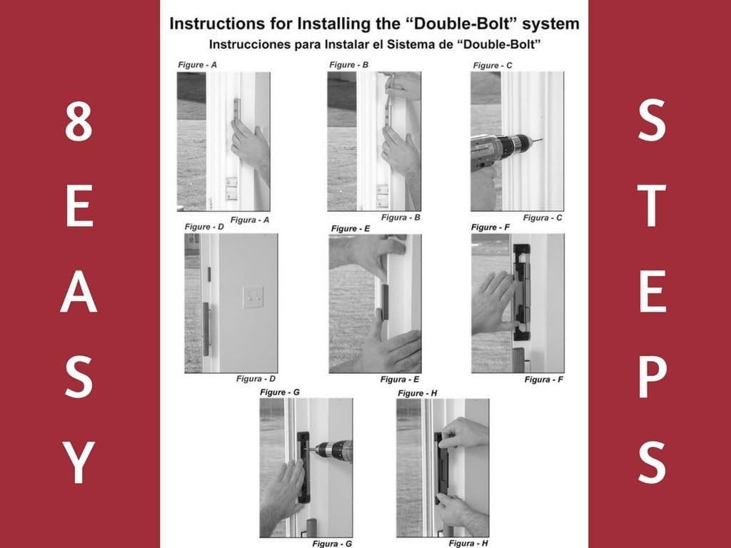 Cal Double-Bolt Lock For Glass Sliding Doors - Advanced Technology To Keep Your Family Safe And Secure - High Security Lock - Virtually Burglar Proof (Double Bolt Lock, Silver)