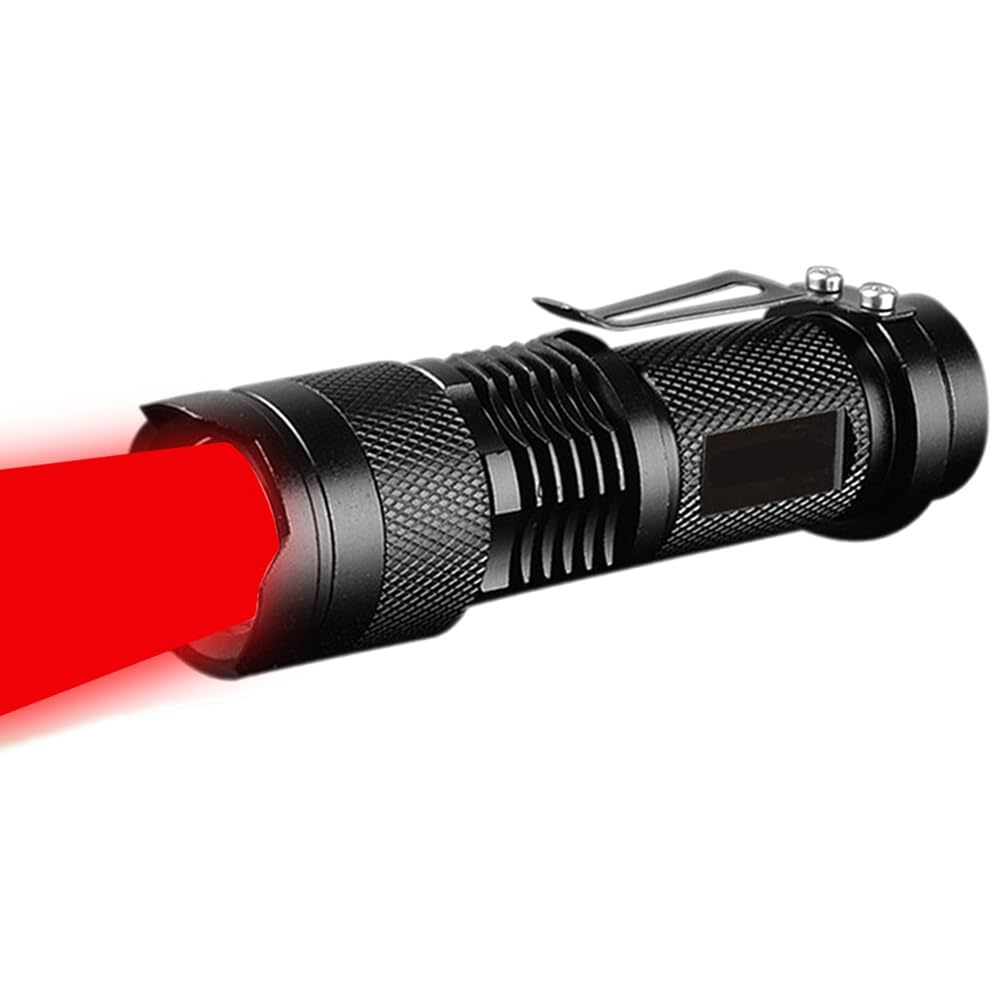 Mviocs Red Light Flashlight, 3 Modes Bright High Power Red Led Flashlight Red Flashlight, Zoomable, Portable Waterproof Led Torch For Astronomy, Aviation, Night Observation And Outdoor Activities