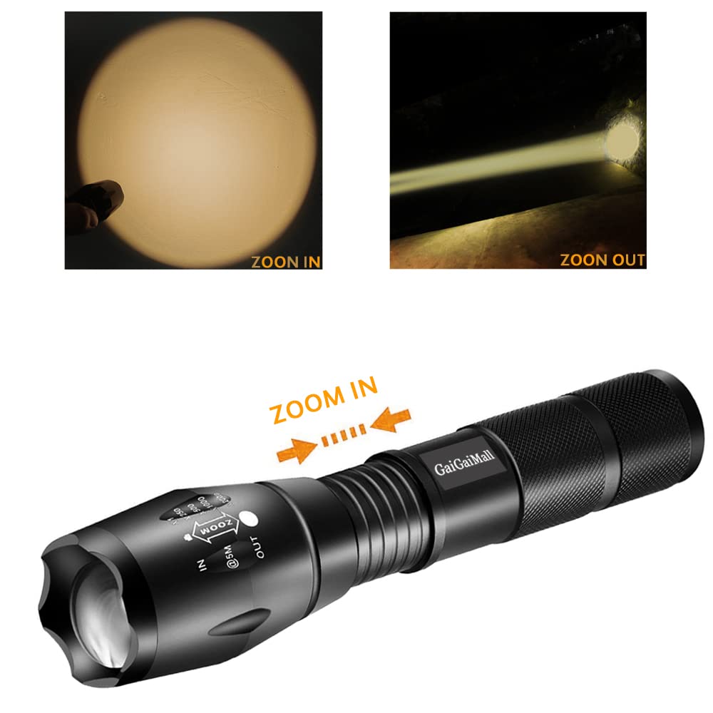Gaigaimall 2 Pack Warm Light Flashlight Single Mode Warm Flash Light For Eye Care Reading Hunting Fishing Aviation