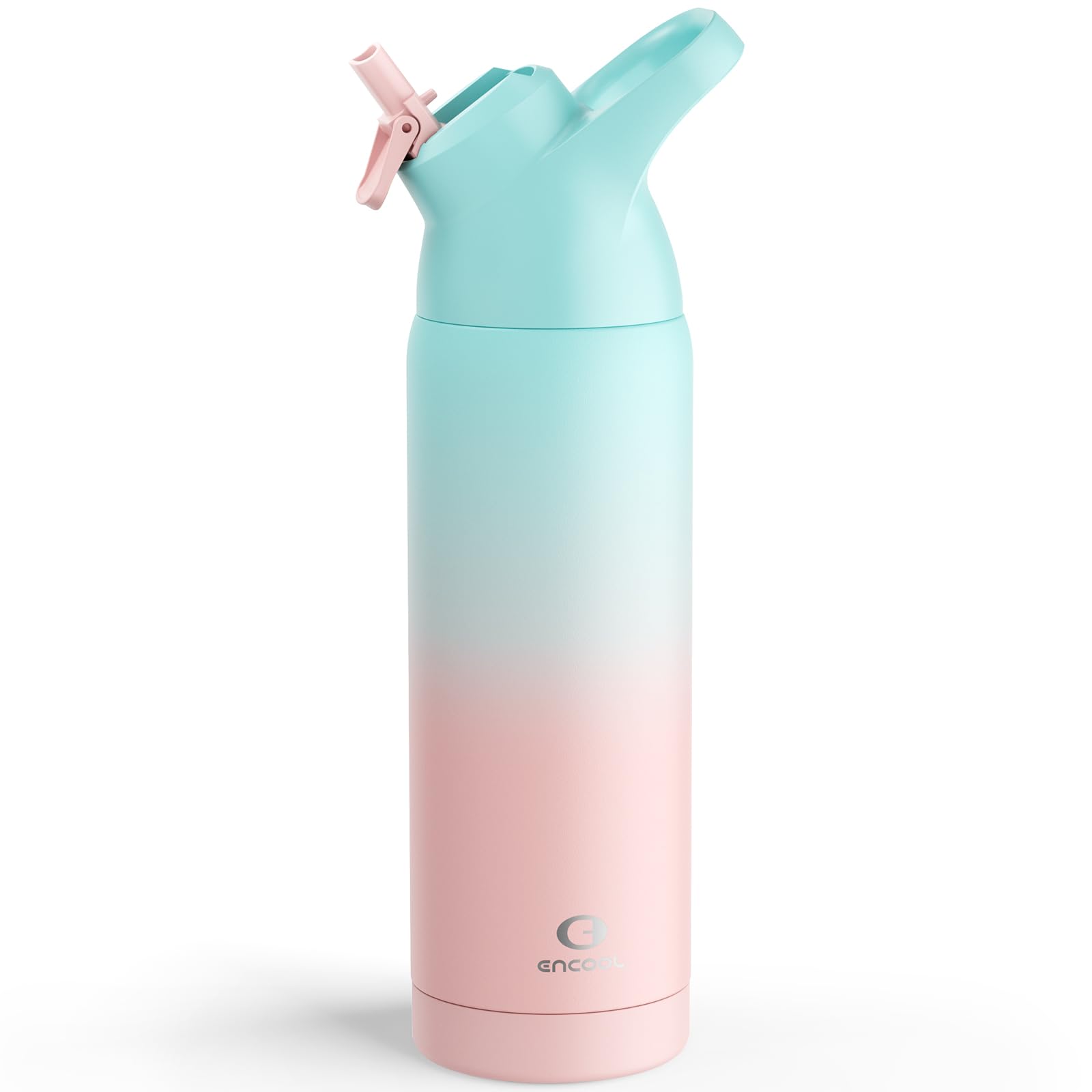 Insulated Water Bottle With Straw - Encool Stainless Steel Water Bottle, Reusable Leakproof