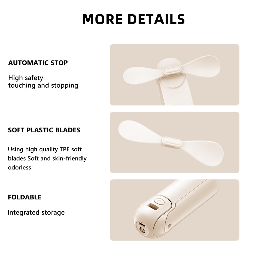 Handheld Mini Fan, 4 In 1 Multifunction Usb Rechargeable Small Pocket Fan With Power Bank