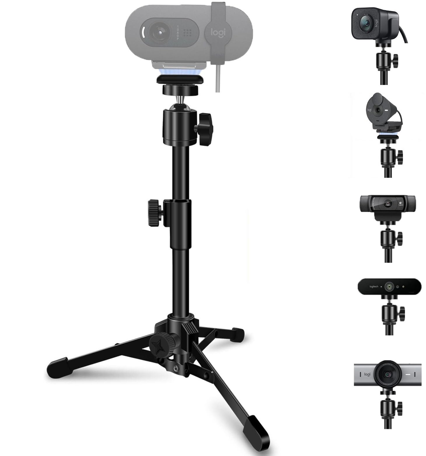 Acetaken Desktop Webcam Tripod Stand, Portable Webcam Mount Holder With Magnet Mount And 1/4 Thread Compatible With Logitech Webcam Mx Brio 4K,C920,Streamcam,C930,C922,C925E,C615,Brio 500 300 100 Webcams (1)