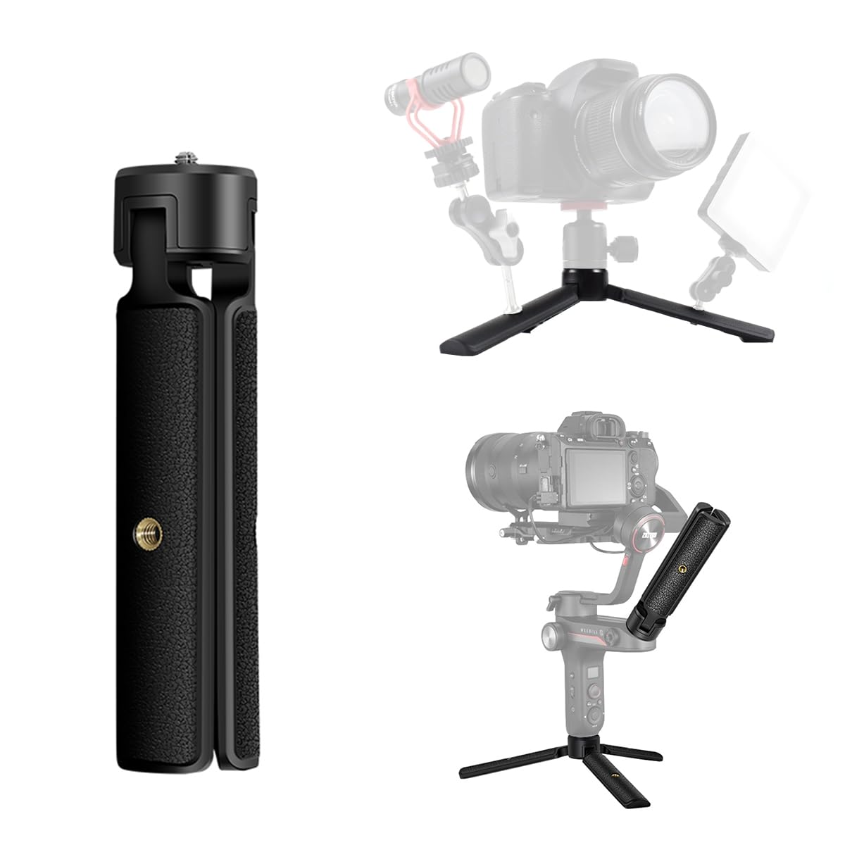 Akeipho Mini Tabletop Tripod For Gimbal/Dslrs, Desktop Tripod Stand Handle Grip For Dji Ronin S/Sc, Zhiyun Weebill S/Smooth, Osmo Mobile With Extended 1/4" Screw Holes