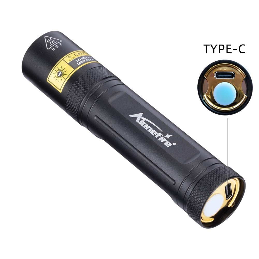 Alonefire Sv77 10W 395Nm Uv Flashlight Portable Rechargeable Blacklight Money Detector For Pet Urine Detector, Resin Curing, Scorpion, Fishing, Minerals With Uv Protective Glasses, Built-In Battery