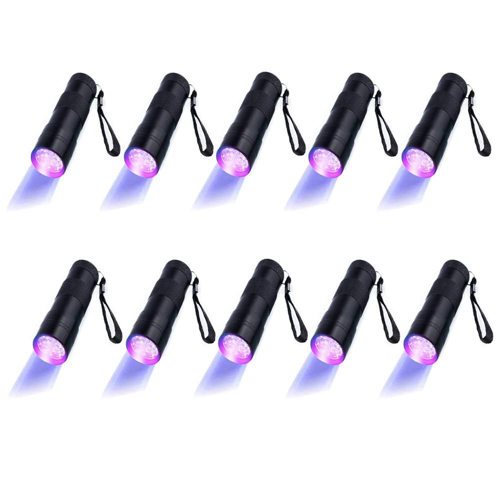 Optimal Shop 10 Pack Uv Blacklight 12 Led Flashlight Torch Light Outdoors Etc