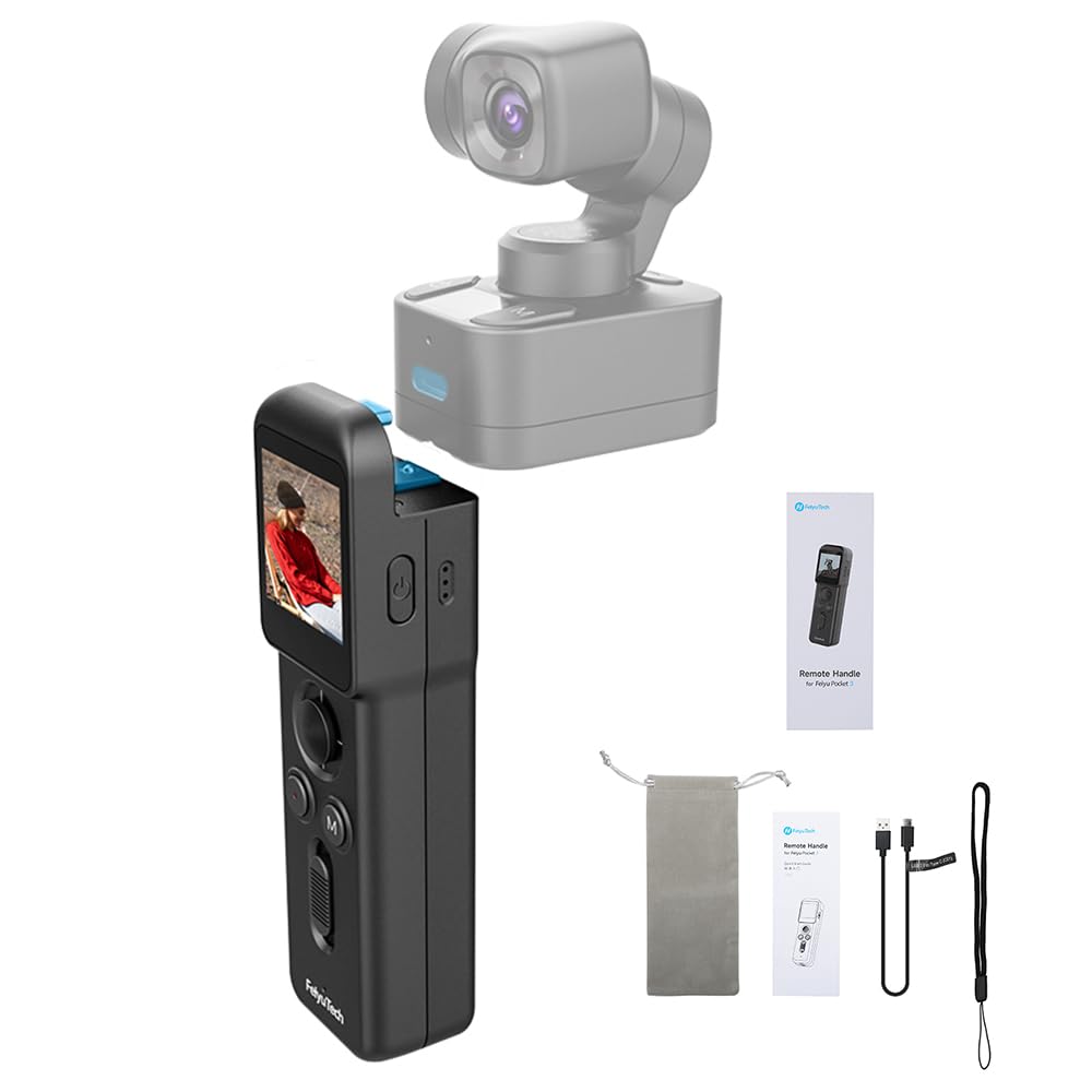 Feiyutech Cordless Detachable Remote Handle,4 Way Joystick Accessory For Feiyu Pocket 3 Camera, 1.3" Touch Screen