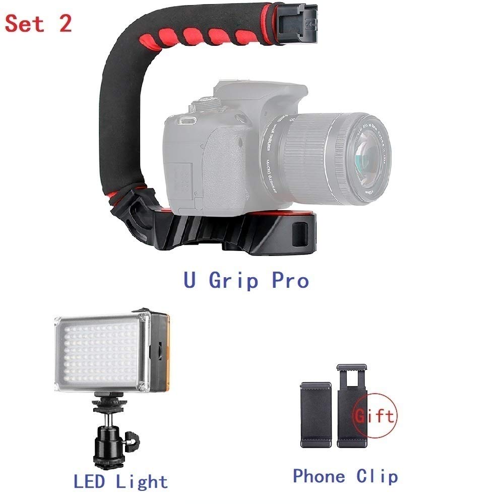 Aoonar Camera Video Stabilizer Handle Video Grip Camera Video Light Triple Shoe Mount For Gopro For Dslr Sony Nikon Canon For Iphone (Set2)