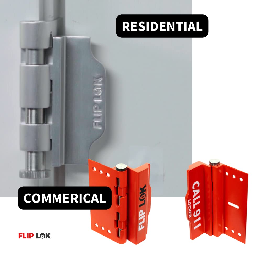 Flip Lok Fliplok High Security Door Lock - 10X Stronger Than A Deadbolt, Keypad Lock, Silver, Keyless