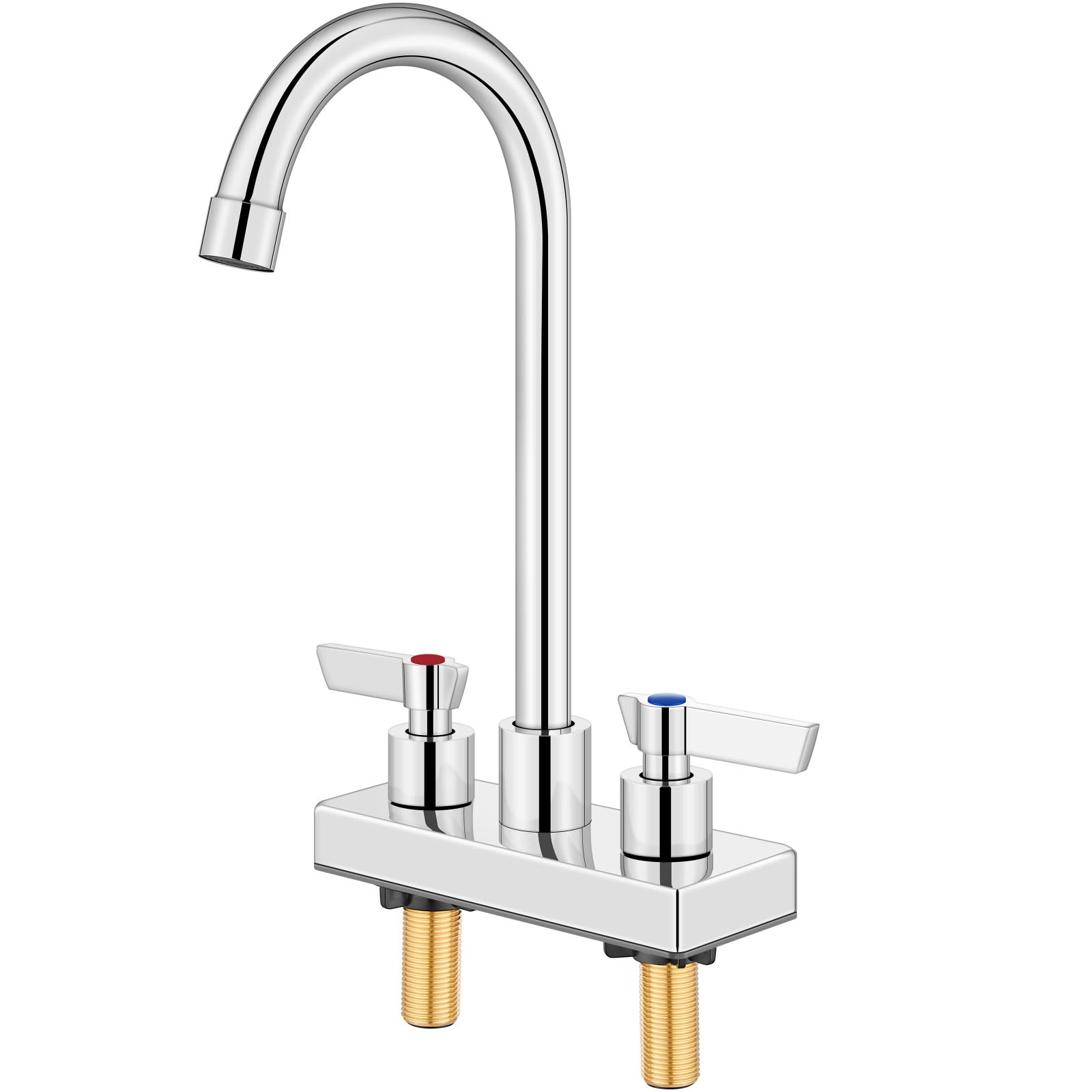 Gbbne Bar Sink Faucet 4 Inch Center Deck Mount,2 Hole Prep Sink Faucet Dual Handles Commercial Utility Laundry Kitchen,Polished Chrome