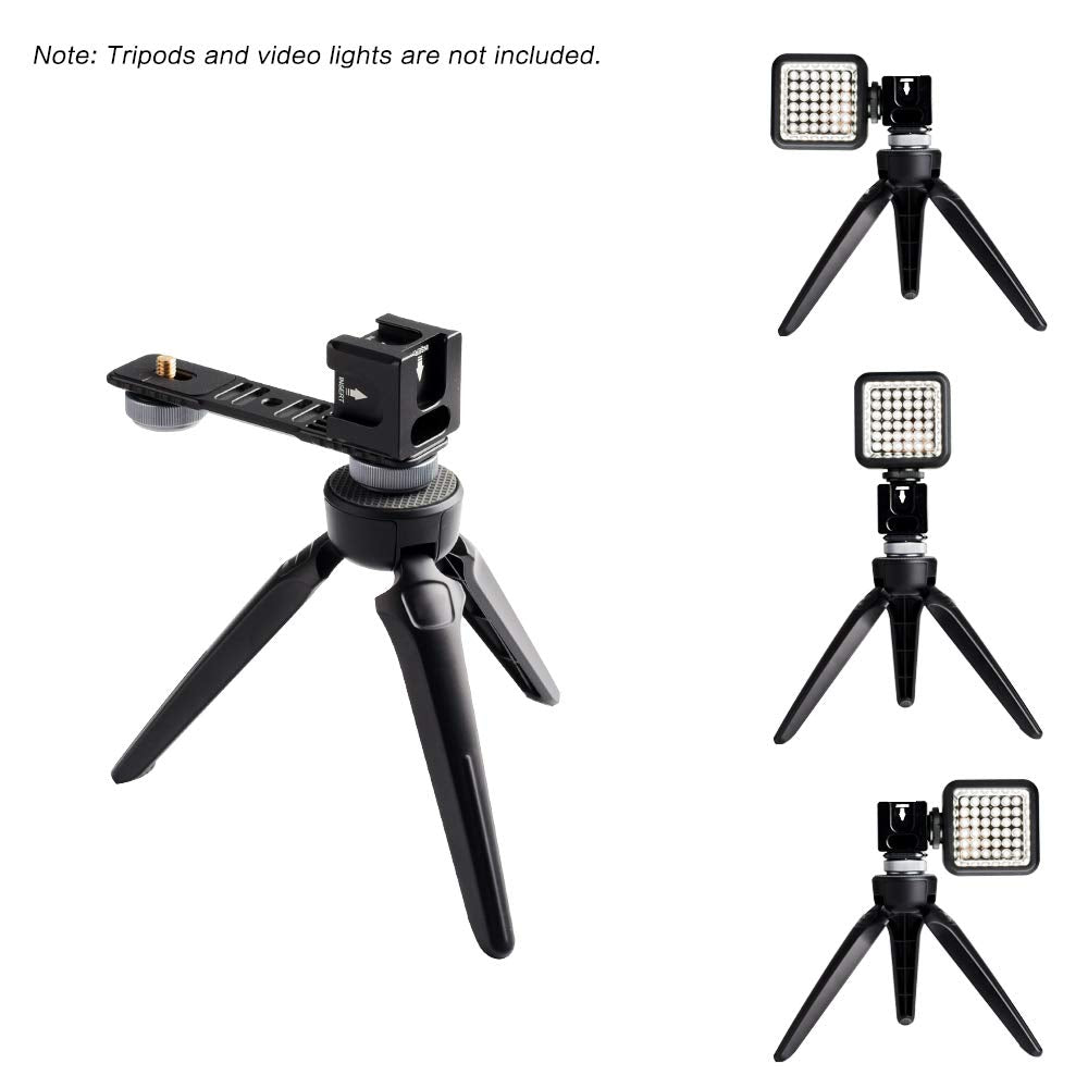 Andoer Universal Aluminium Alloy Gimbal Extention Bar Bracket Adapter With 4 Cold Shoe Mount For Led Video Light Microphone Zhiyun Smooth Series Feiyutech Osmo Gimbal Handheld Stabilizer Accessories