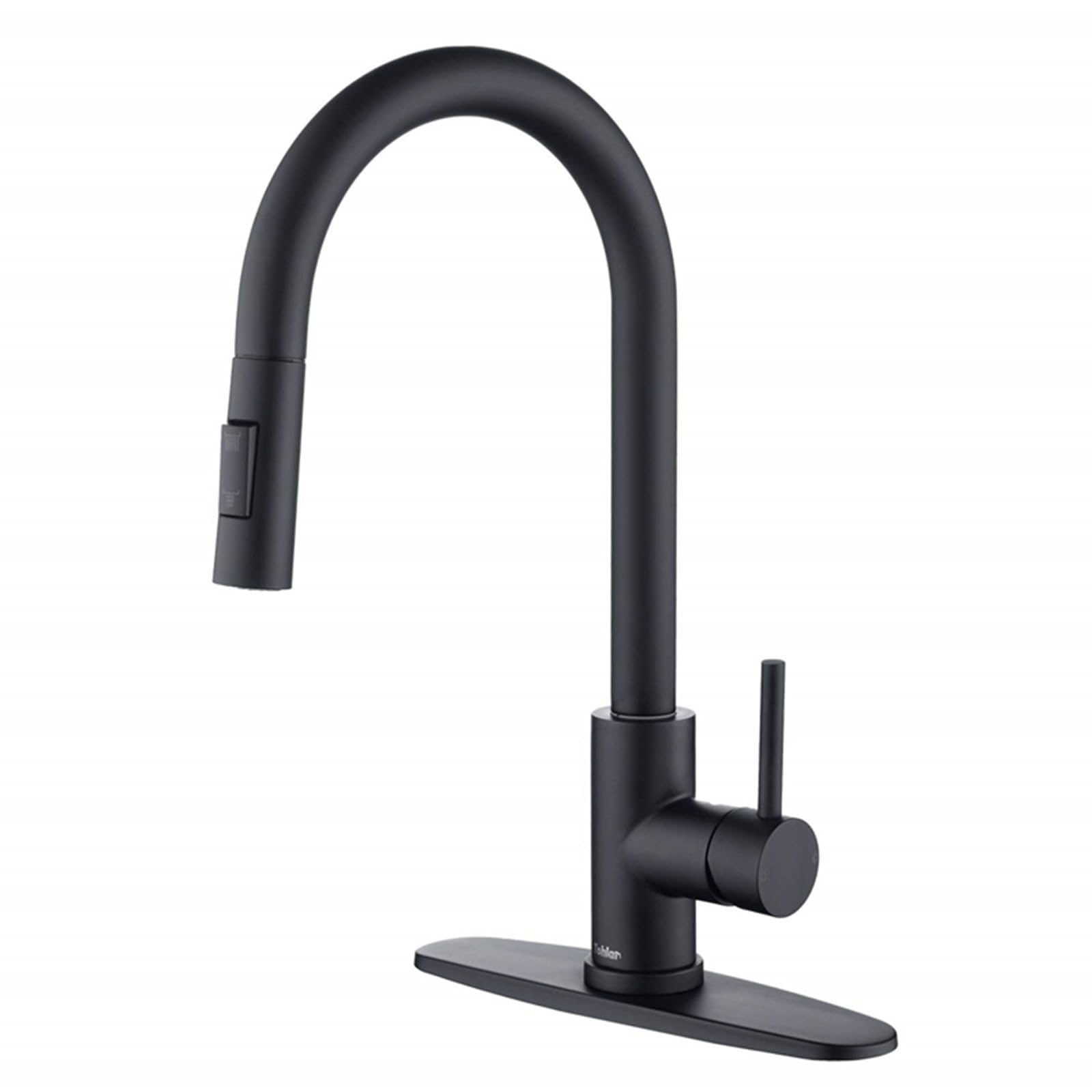 Trywell Matte Black Kitchen Sink Faucet High Arc Single Handle Faucet, 304 Stainless Steel Pull Out Kitchen Faucet Hot & Cold Water Black Kitchen Faucet With Pull Down Sprayer
