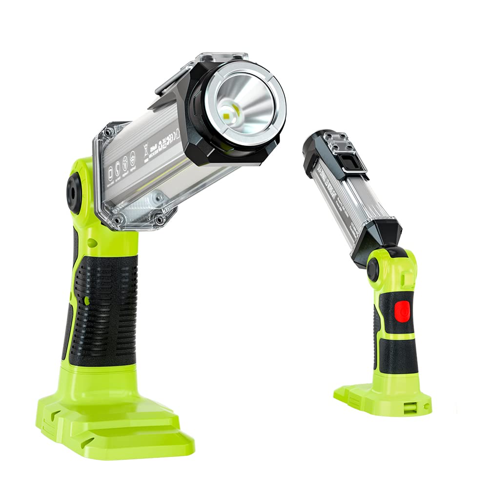 Yex-Bur Flashlight For Ryobi 18V Battery, 25W 2000Lm Led Work Light, Portable Floodlights, Camping Light With Hook For Workshop,Garage,Camping,Emergencies