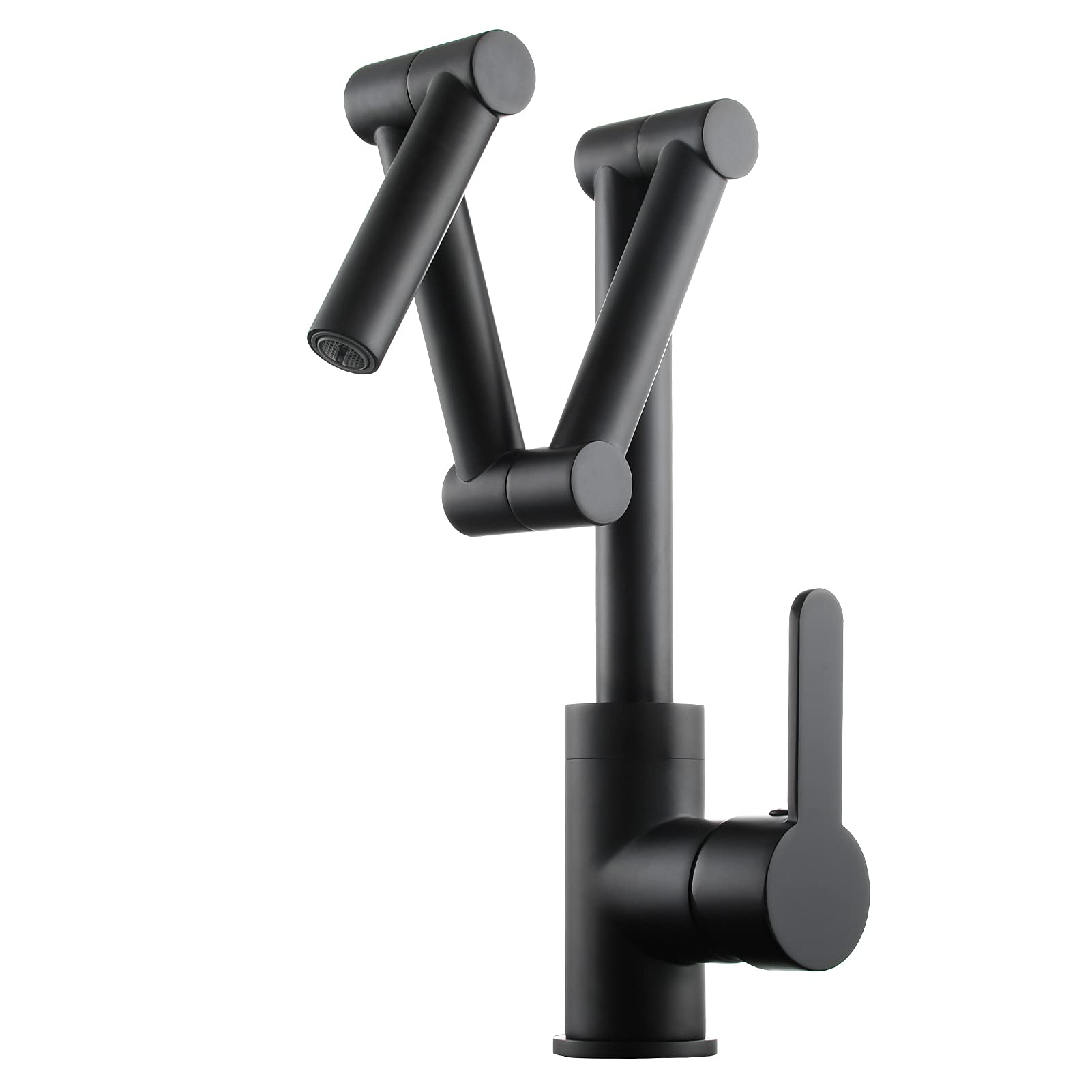 Tecmolog Deck Mount Pot Filler Faucet Brass Single Handle Kitchen Sink Rotating Faucet Black, Bb1231