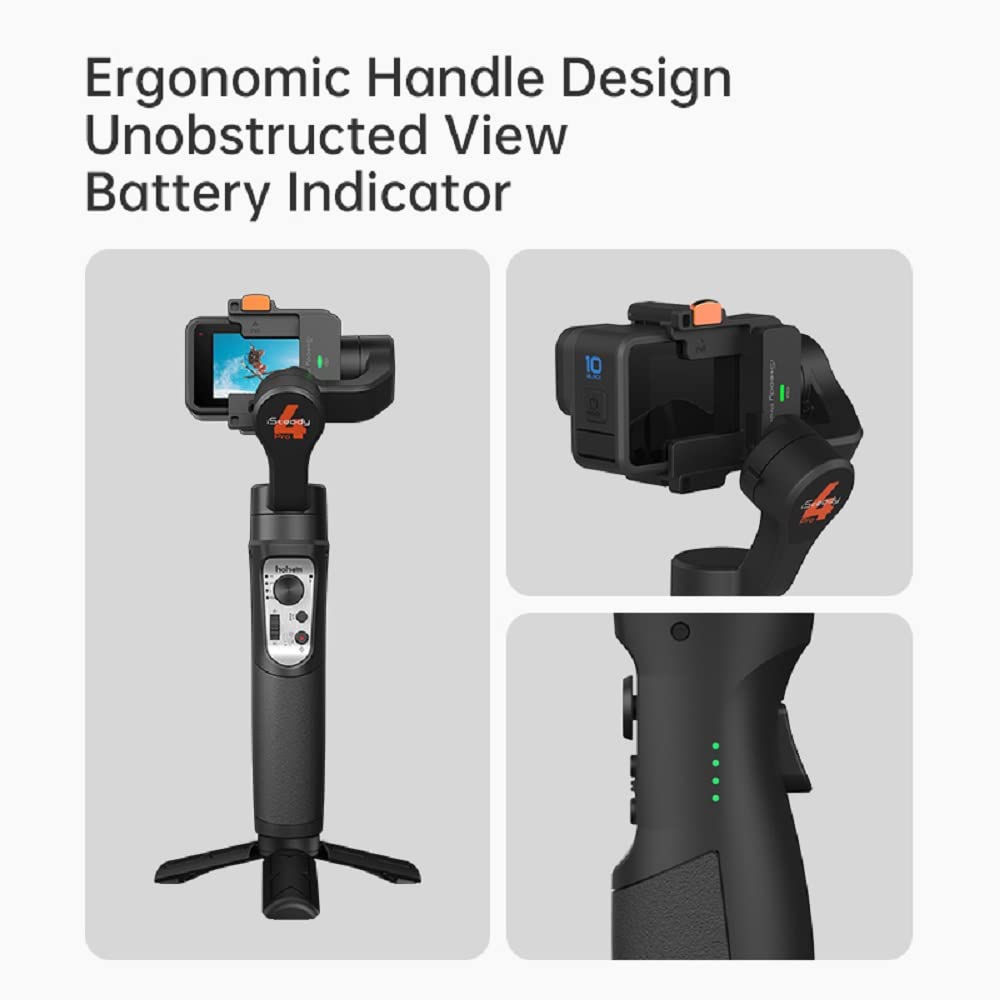 Hohem Isteady Pro 4 Gimbal Stabilizer Compatible For Gopro 11/10/9/8/7 Insta360 One R Dji Osmo Action,3-Axis Action Camera Gimbal With Splash Proof 14H Battery Video Stabilizers