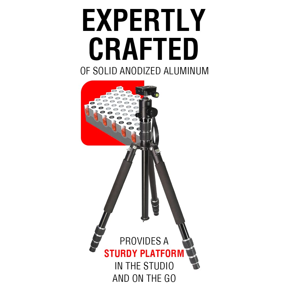 Vidpro Venturemaxx At-77 Professional 77-Inch Aluminum Travel Tripod And Monopod In One With Ball Head - Compact And Lightweight Complete Tripod Unit With Quick-Release Plate Comes With Carrying Case