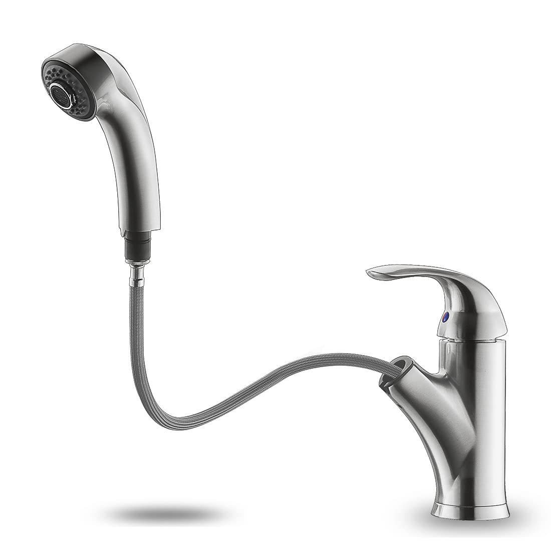 Bravebar Kitchen Faucet With Sprayer, Brushed Nickel Sink Pull Out Single Handle 1 Hole Solid Brass Commercial Rv 2 Modes & 150 Rotation & No Lead