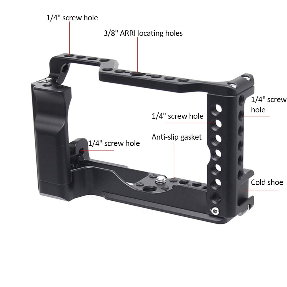 Easy Hood Camera Cage For Canon Eos M6 Mark Ii Mirrorless Digital Camera, Vlogging Video Shooting Filmmaking Rig Stabilizer With Cold Shoe 1/4" Thread Holes & 3/8" Locating Hole