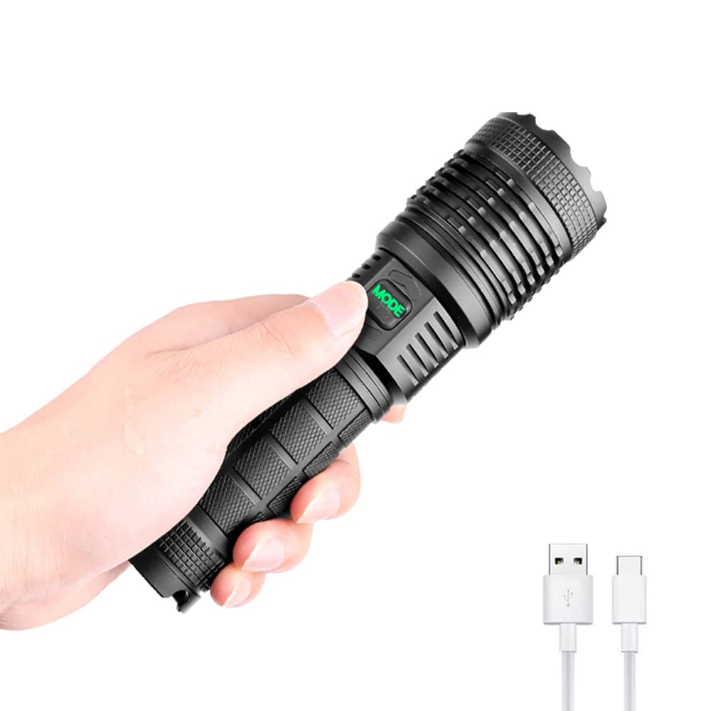 Proforus Led Flashlight, 10000 Lumens, Xhp70.2 Led, Usb Rechargeable, 5 Modes, Water Resistant, Durable Aluminum Alloy