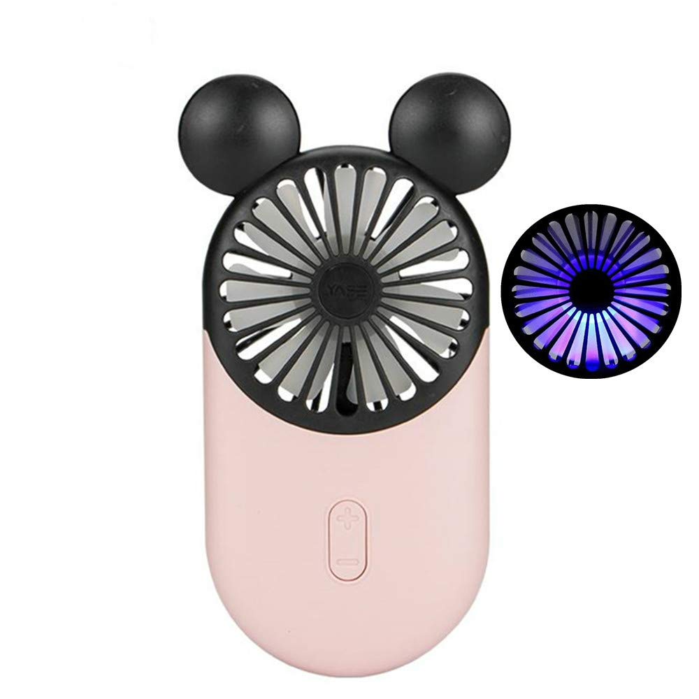 Cute Personal Mini Fan, Handheld & Portable Usb Rechargeable Fan With Beautiful Led Light - Koospark