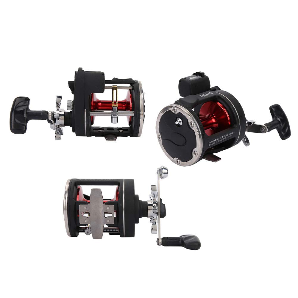 Vbestlife Fishing Reel,Trolling Reels Equipped With Line Counter Black Trolling Saltwater Offshore Reel Wheel