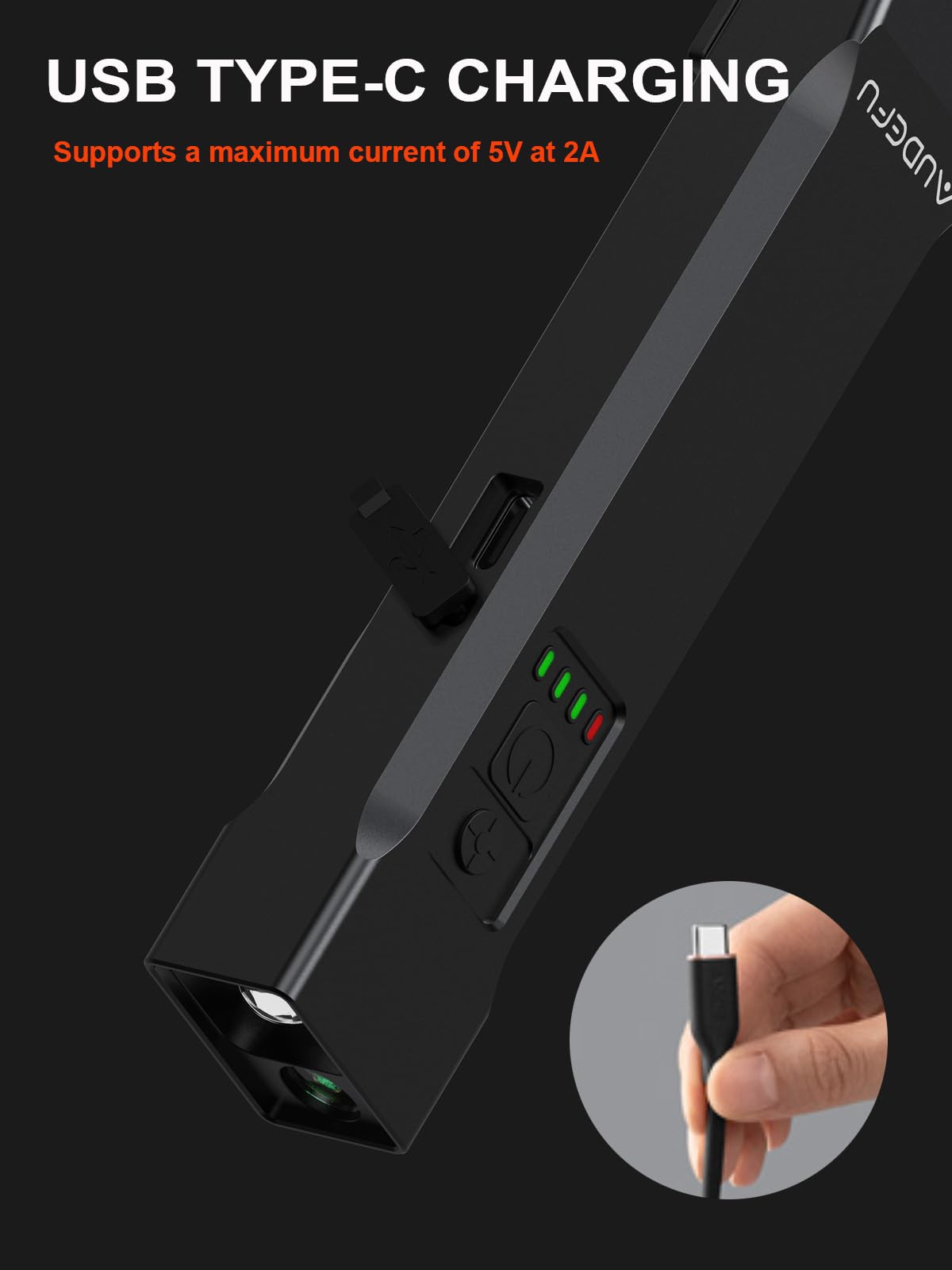 Audefu Work Flashlight With Beam focus & Led, 1200 Lumens, 5 Modes, Compass, 1/4" Tripod Mount, Cold Shoe, Flishlight Pocket Clip – Rechargeable Survival Light For Camping, Hiking, Emergency