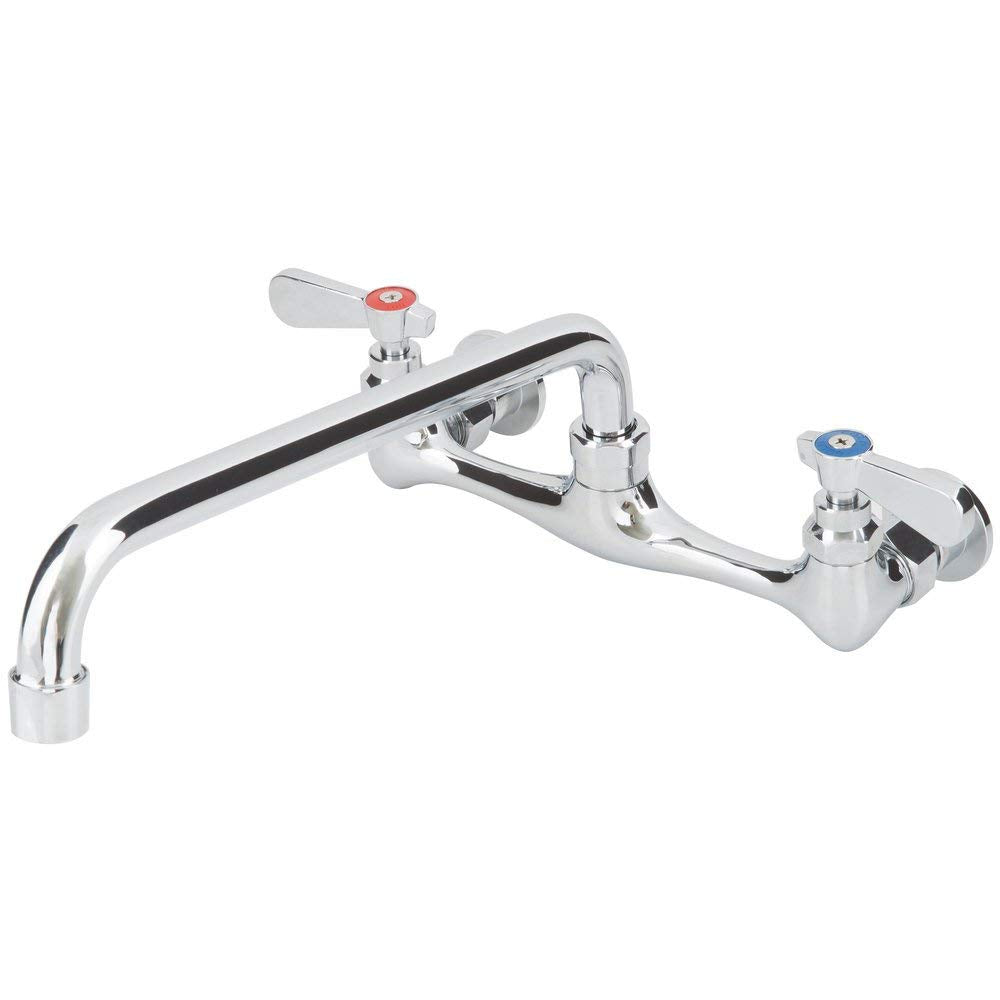 Royal Britania Commercial Wall Mount Kitchen Sink Faucet, 8 Inch Centers, 12 Inch Swing Spout, Chrome Finish