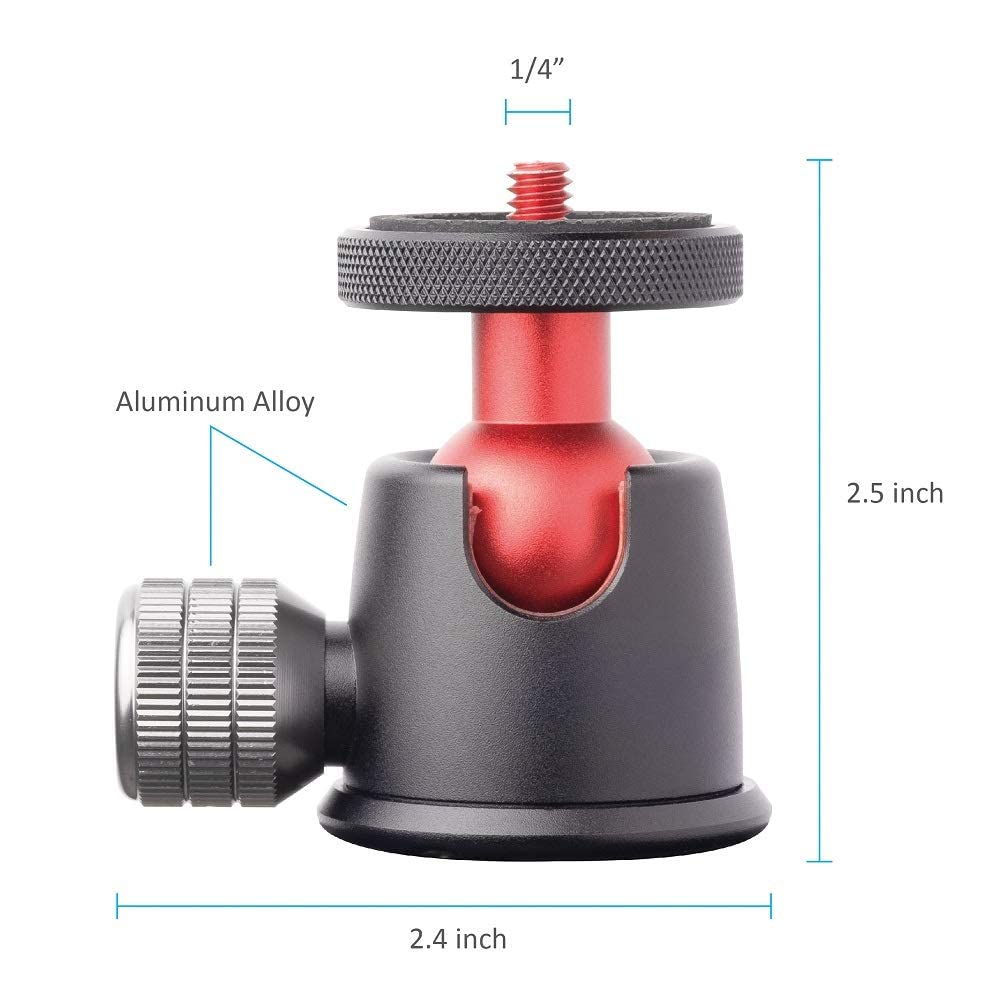 Annsm Tripod Ball Head 360° Panoramic And 135° Tilt Rotatable With 1/4” Screw Thread And Volume Locking Knob For Dslr Cameras/Tripods/Monopods/Camera Slider Track/Camera Dolly Slider