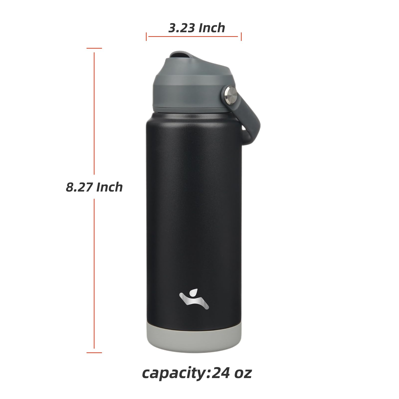 Insulated Water Bottle With Straw Lid,24 Oz Stainless Steel Vacuum Metal Bottle