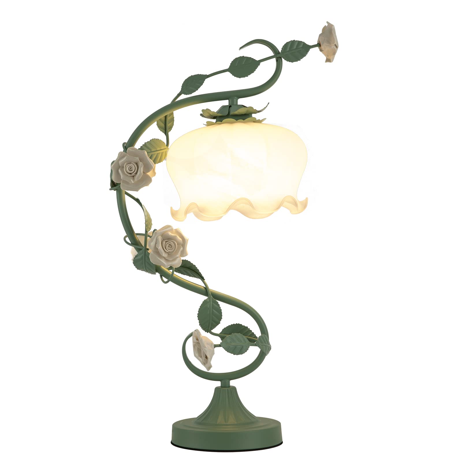 Ffanhia Modern Bedside Table Lamp Vintage Flower Reading Lamps Desk Light For Home Decoration Bedroom Office Dresser E26 (No Bulb Included)