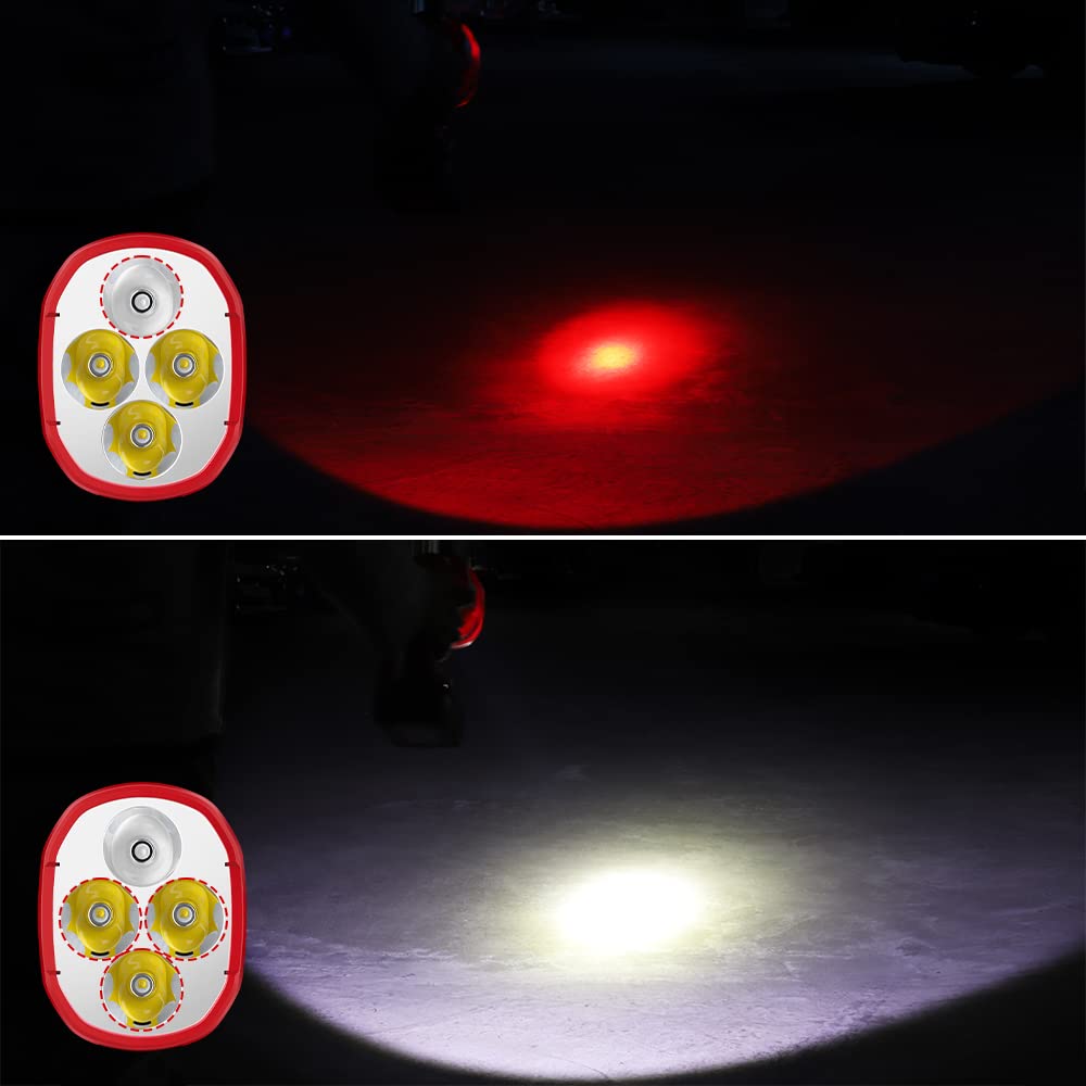Dteztech 12W 1120Lm Led Work Light For Milwaukee 18V Lithium-Ion Battery, Rechargeable Flashlight Spotlight With Usb Port, 18V Tool With Red Night Vision Light…