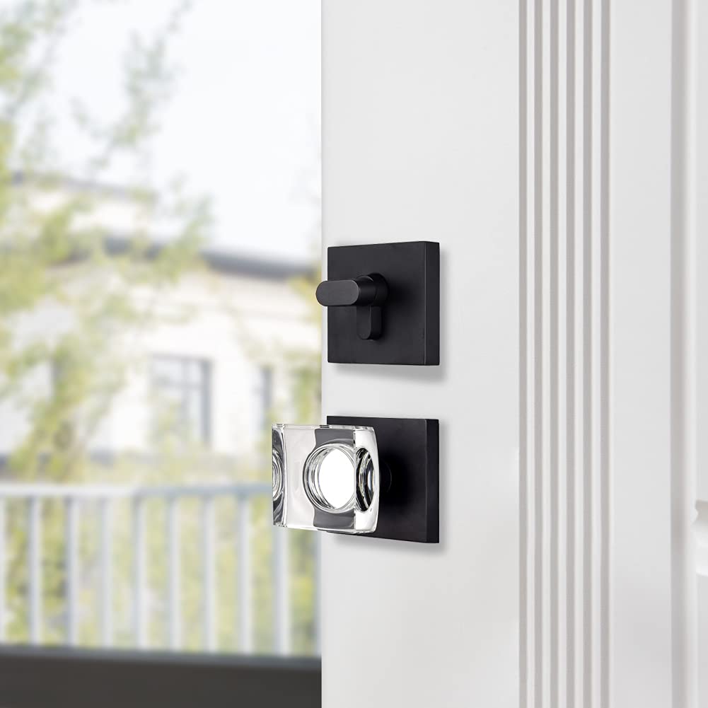 Cools Crystal Glass Door Locks With Deadbolts, Entry Door Knob And Deadbolt Lock Set, Matte Black