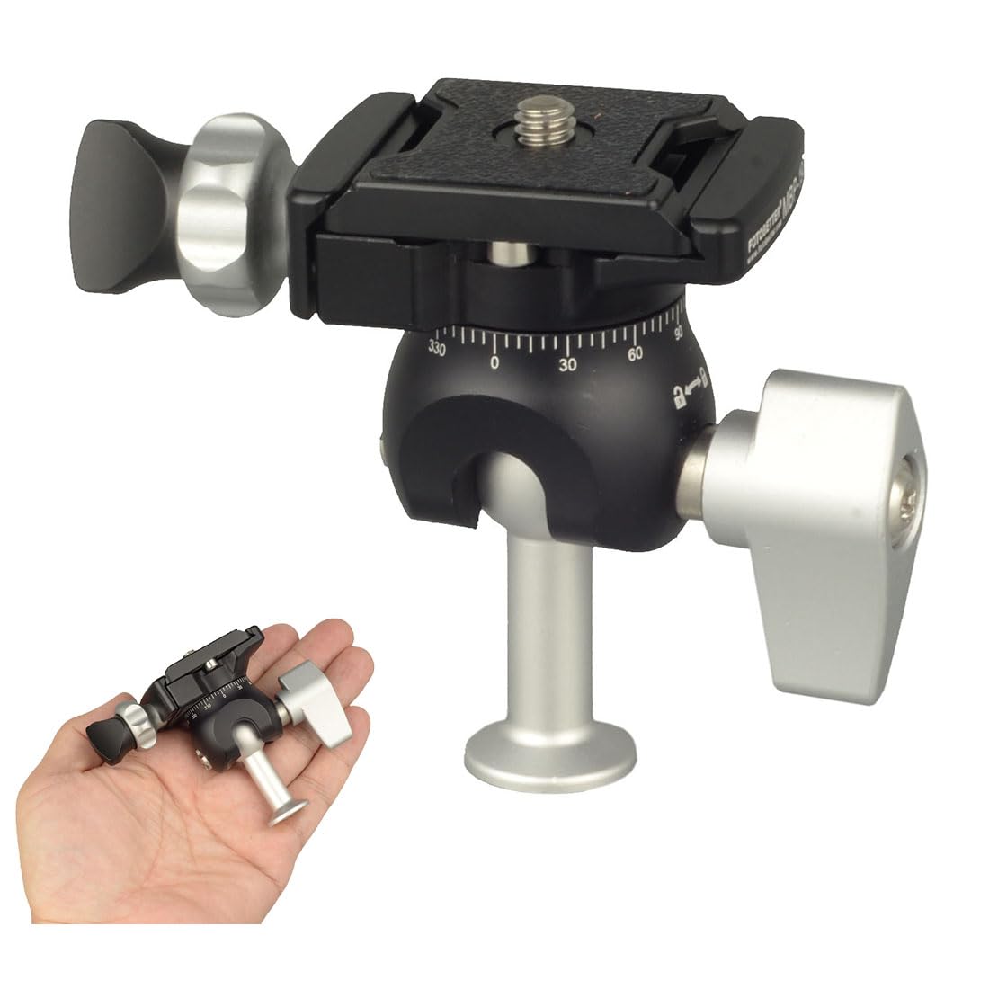 Dekeenstar Mbp-19D Arca Swiss Tripod Head Mini Panoramic Ball Head Camear Tripod Mount With Panoramic Clamp And 1/4 Thread For Tripod/Camera/Cell Phone/Light Stand