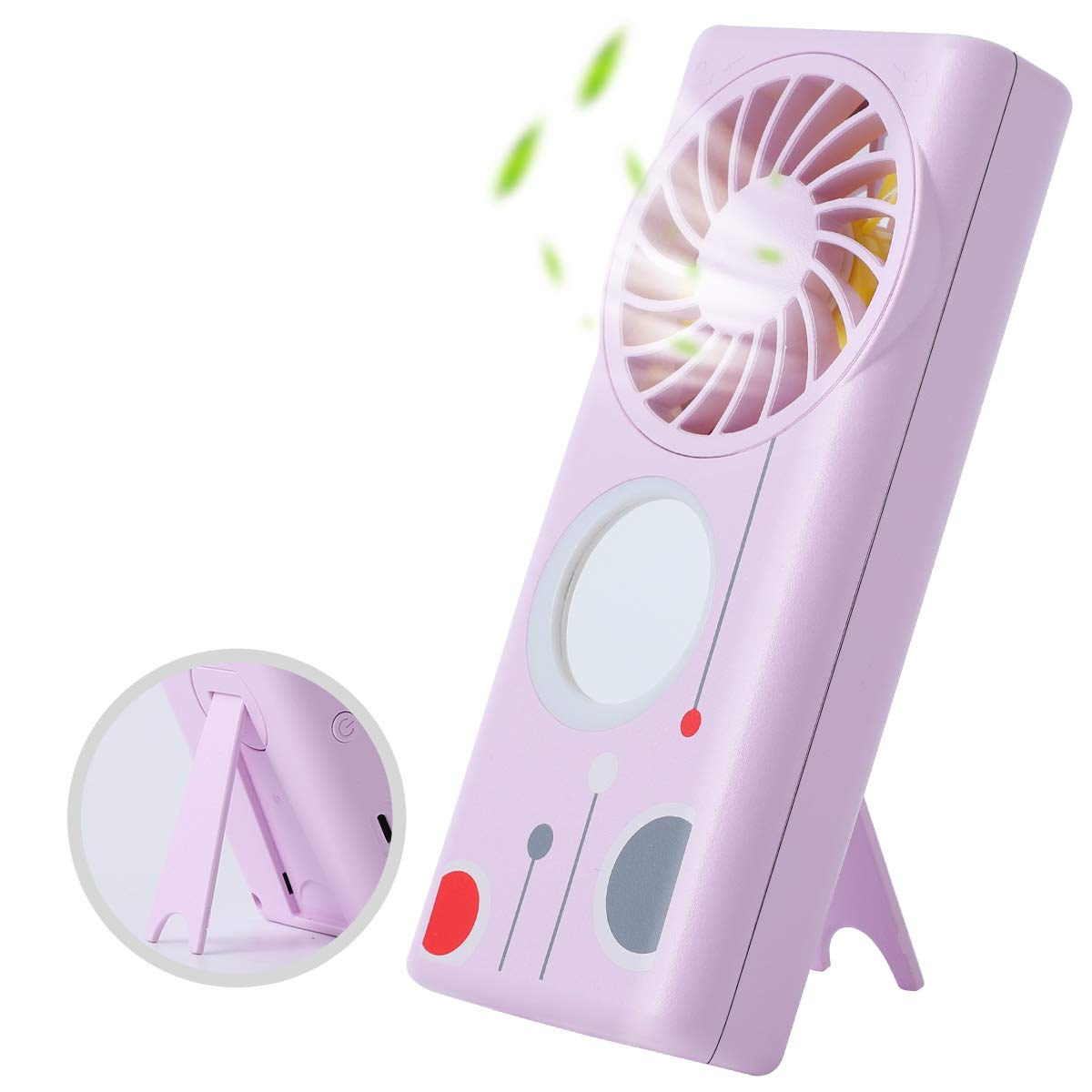 Handheld Mini Fan, 3 In 1 Makeup Mirror Fan, Usb Rechargeable Fan With Led Light Fragrance - Koospark
