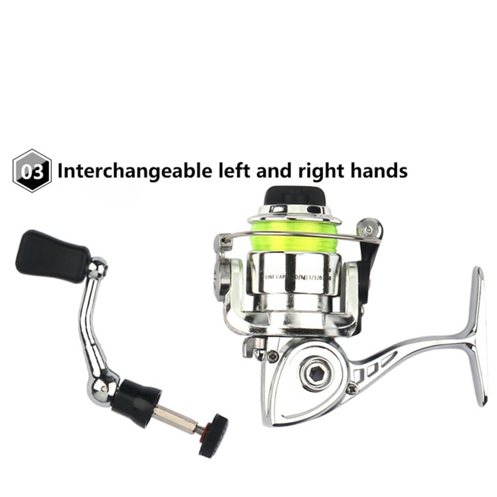 Gaderth Micro Compact Spinning Reel, Mini Pocket Metal Fishing Wheel, 4.3:1 Gear Ratio Small Reel, 2+1Bb Bearings All Season Fishing Reel