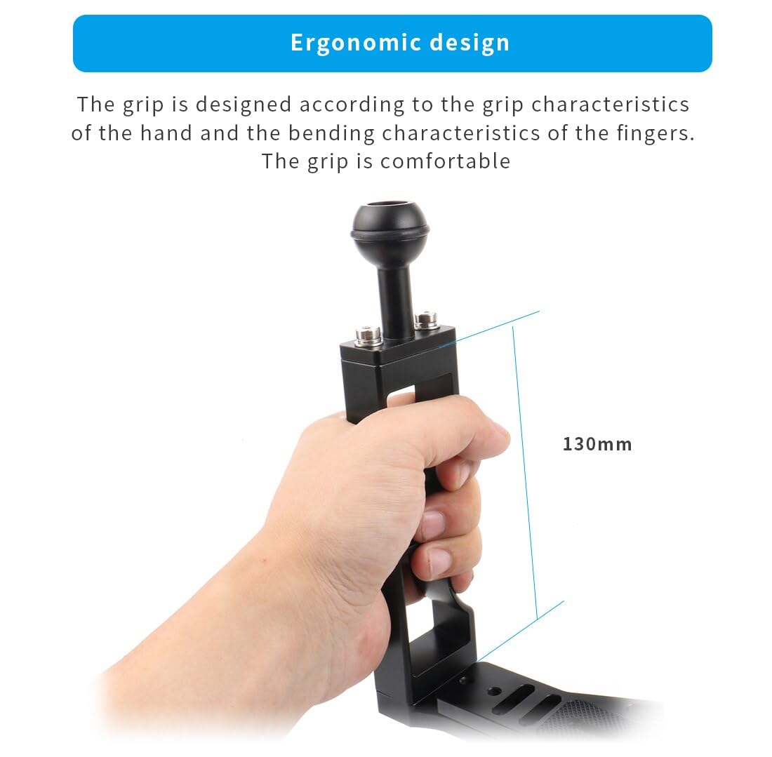 Novelgoal Dual Handle Tray Stabilizer Rig Aluminum For Underwater Camera Housing Case Diving For Hero 13 Action Camera Base Mount Bracket (Black)