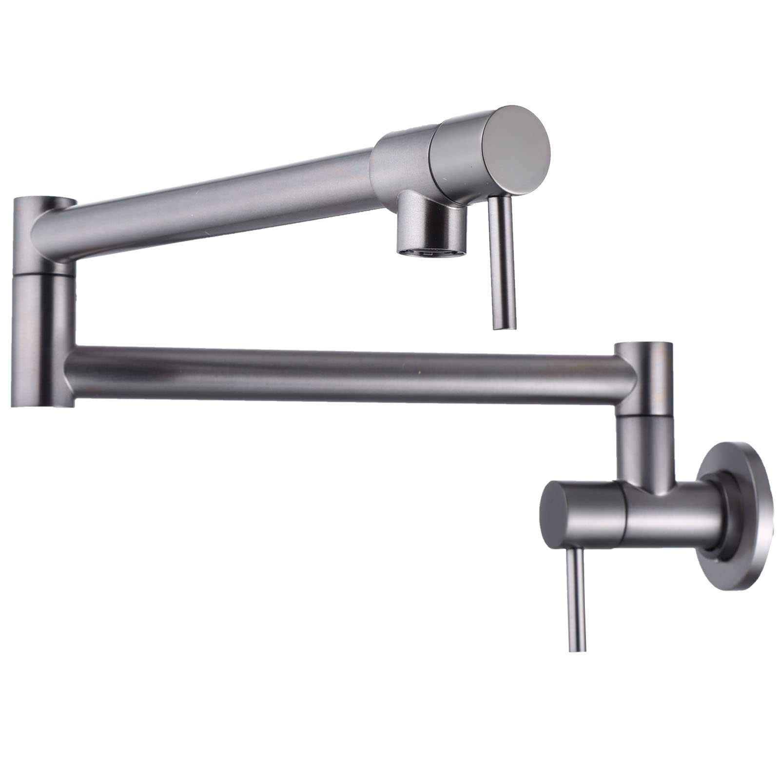 Homhii Wall Mount Pot Filler Faucet,Folding Stretchable Kitchen Faucet With Double Joint Swing Arm Brushed Nickel Pot Filler,Stainless Steel Delta Pot Filler Faucet (Grey)