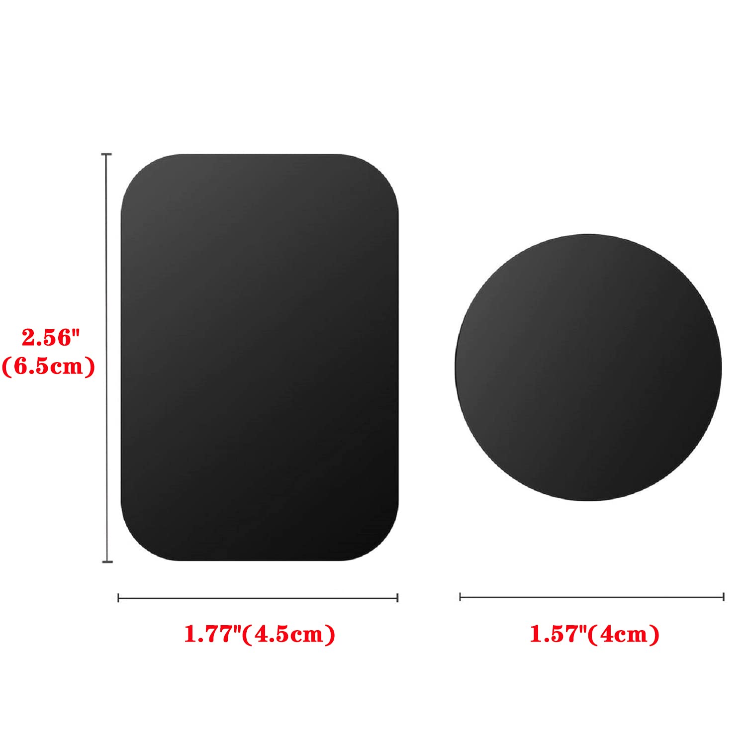Pau1Hami1Ton Adhesive Thin Metal Plates(Compatible With Magnetic Mounts),8 Piece Metal Plates For Phone Case For Car.(4 Rectangle And 4 Round) S-07N(Black+Silver)