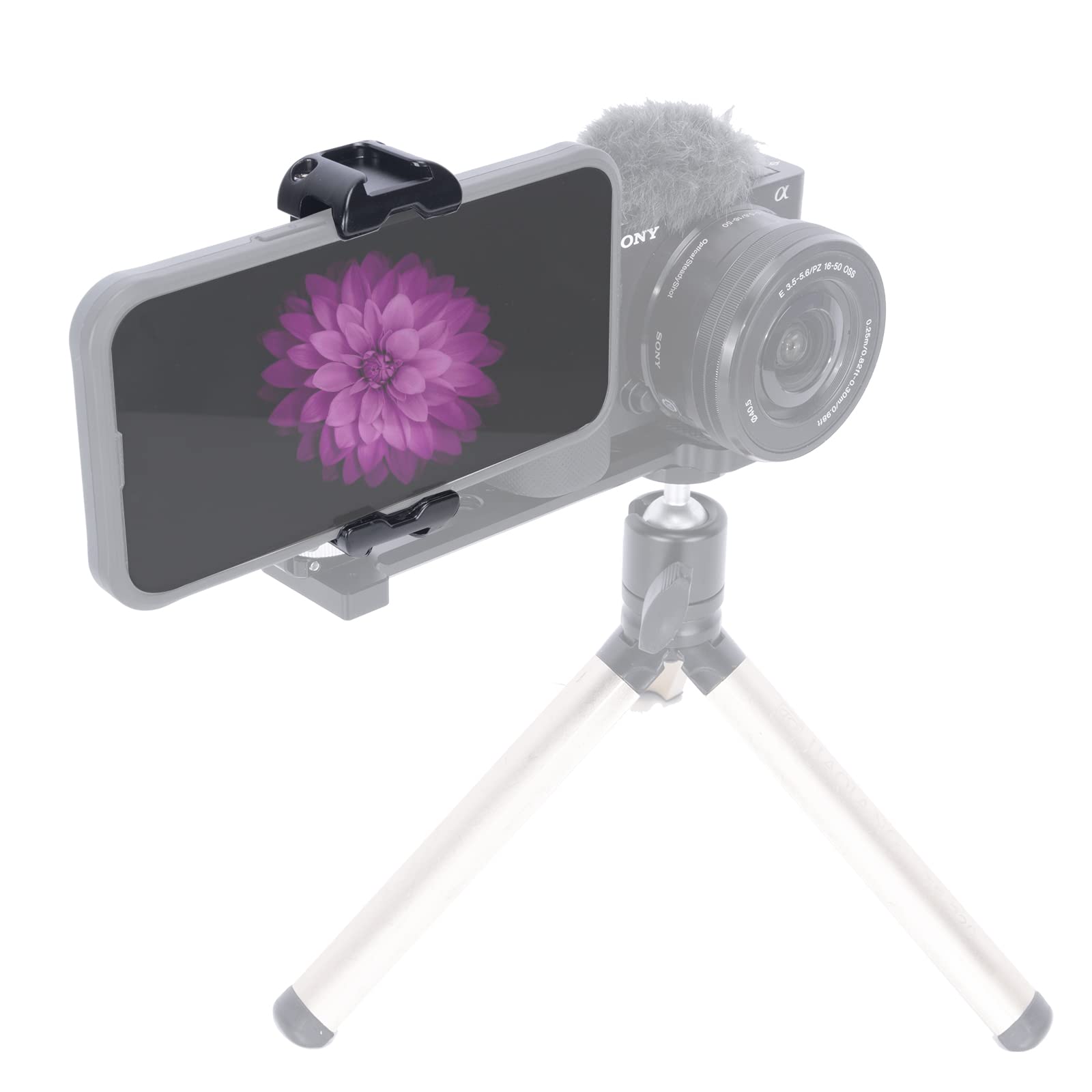 Niceyrig Pro Phone Holder With 1/4 Mount 360 Degree Rotation And 180 Degree Tilt For Dslr And Mirrorless, Cinema Camera, Camcorder Cage Rig - 519