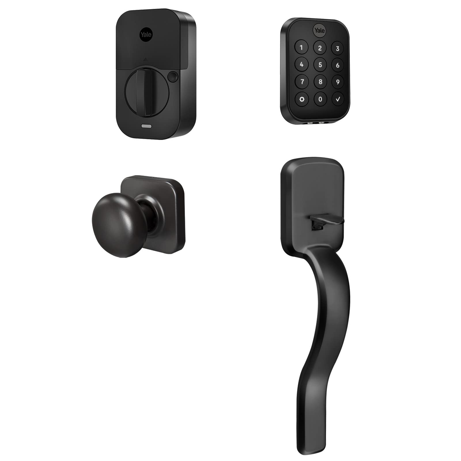 Yale Assure Lock 2 Key- Keypad With Bluetooth And Ridgefield Handle In Black Suede
