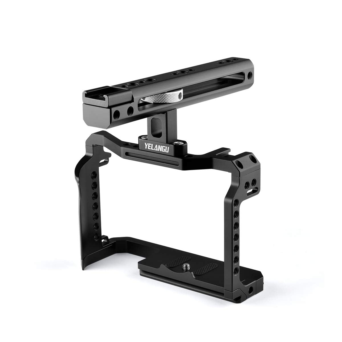 Kamthing Aluminum Video Camera Cage Stabilizer For Canon Eos R5 R6 With Top Handle Grip Multiple 1/4" 3/8" Screw Mount (Cage With Top Handle)