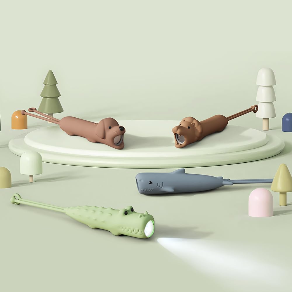 Yzyoe Rechargeable Led Flashlight, Cute Animal Shaped Silicone Flashlight, Comfortable Touch Lasting Press To Adjust Brightness Portable Outdoor Lighting Creative Light.