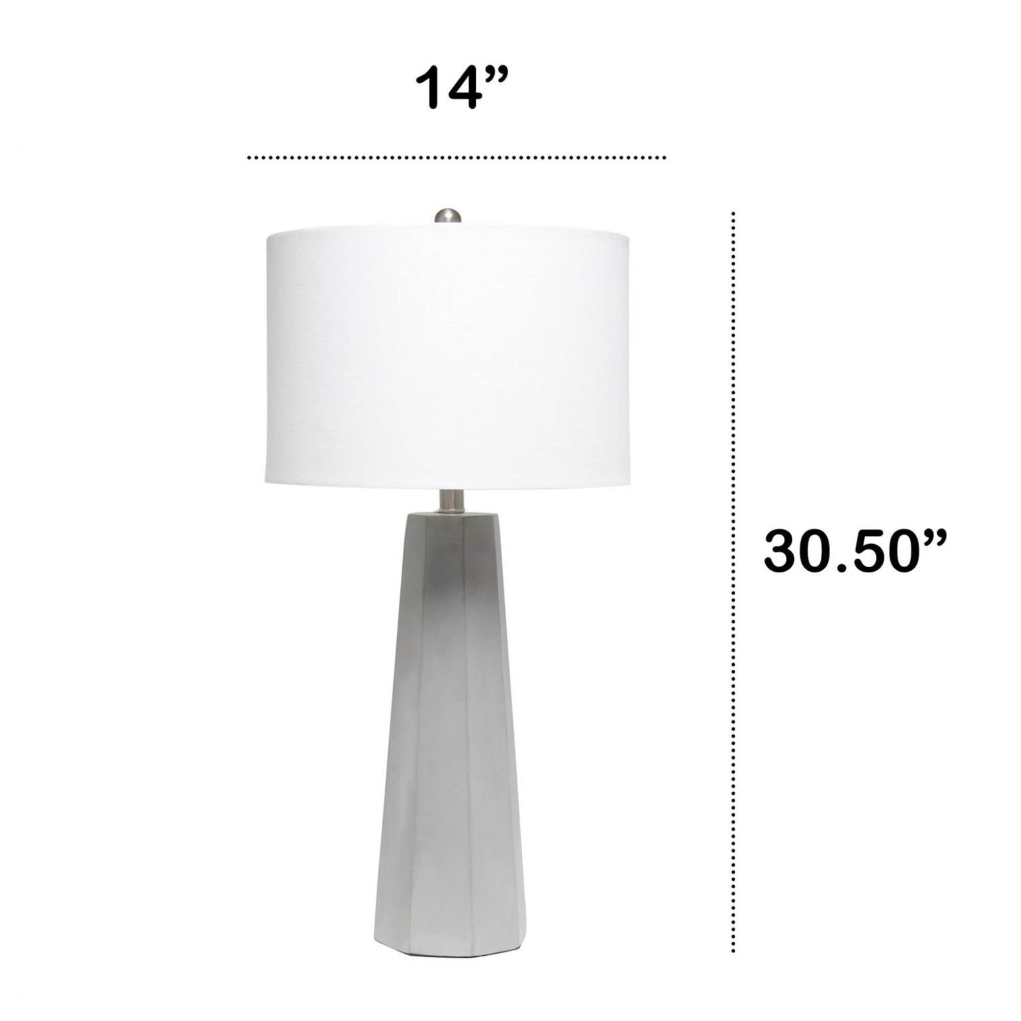 Lalia Home Modern Concrete Pillar Table Lamp With White Fabric Shade