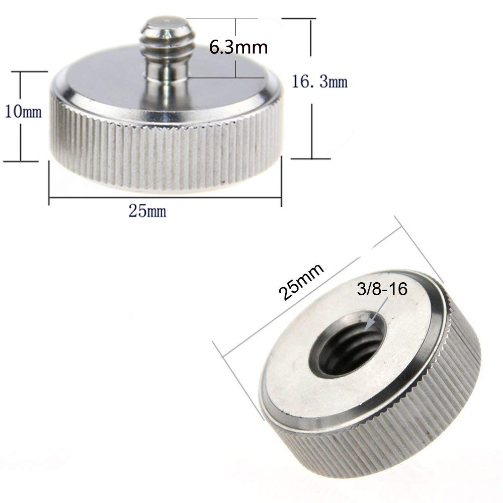 Camvate Stainless Steel 1/4"-20 Male To 3/8"-16 Female Tripod Screw - 0927