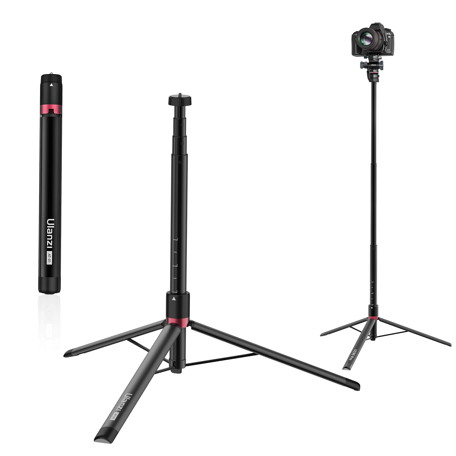 Ulanzi At-01 Extendable Light Stand Tripod, 59" Portable Vlog Camera Tripod Stand, Aluminum Camera Tripod For Camera Video Light Smartphone, Lightweight For Travel